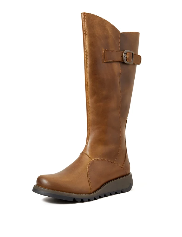 Fly London Women's Mol 2 Zip up Boots, Camel, 5 UK