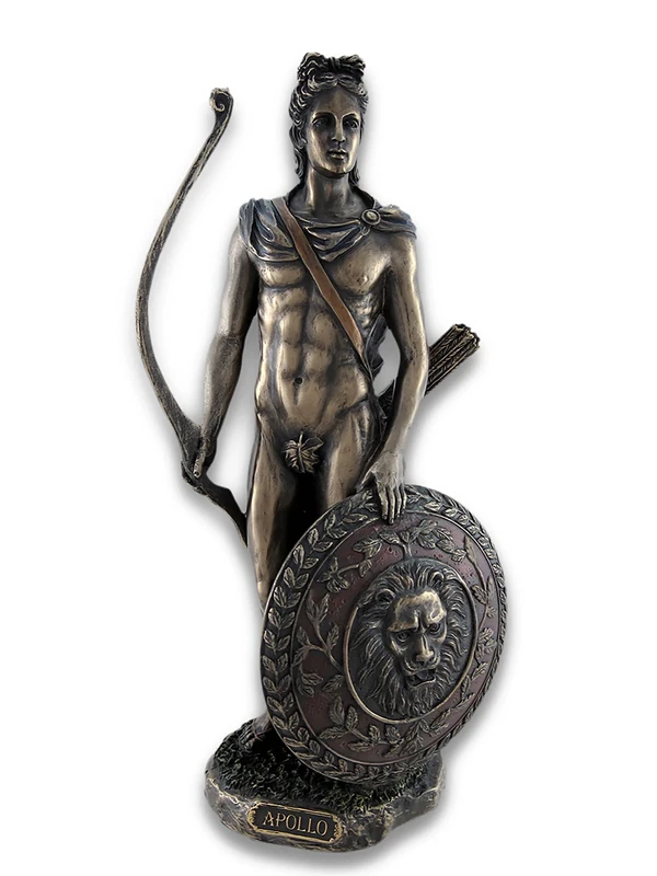 Things2Die4 Roman/Greek God Apollo with Shield and Bow Bronzed Statue