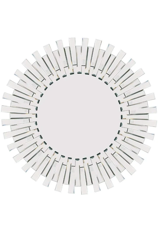 MirrorOutlet Modern Unique 3D Sunburst All Glass Venetian Round Wall Mirror, Silver, 3.5 x 91 x 91 cm,JH006