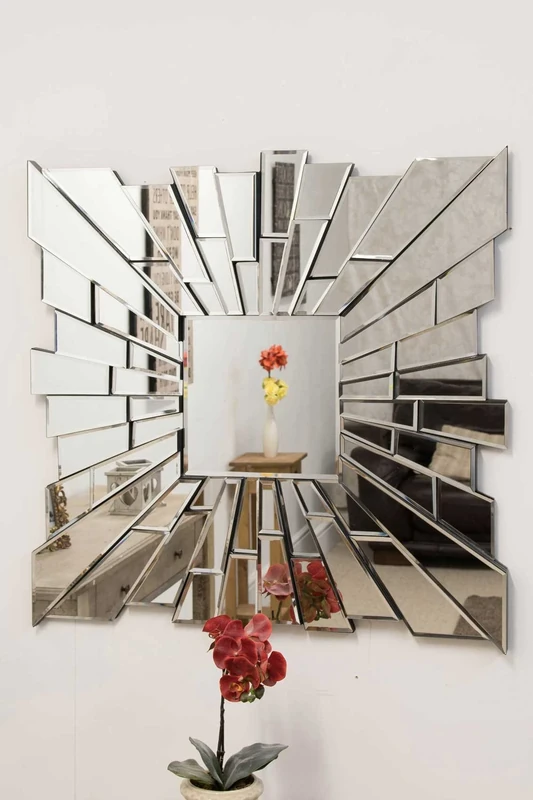 MirrorOutlet Very Modern Sophisticated Starburst Design All Glass Wall Mirror x 3ft (90cm x 90cm), 61x51