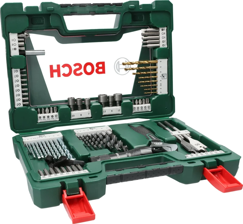 Bosch 83 pcs. Titanium Drill and Screwdriver Bit Set V-Line (with LED Torch and Adjustable Spanner, for Wood, Masonry and Metal, Accessories Drills and Screwdrivers)