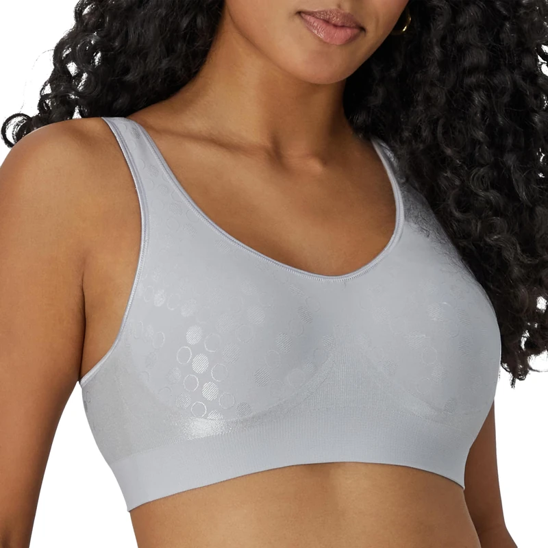 Bali Women's Comfort Revolution Full-Coverage Wireless, Foam Wirefree T-Shirt Bra, Df3488, Crystal Grey Pattern, M