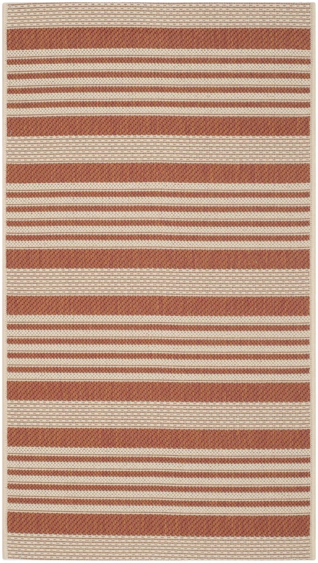 Safavieh Striped Indoor/Outdoor Woven Rectangle Area Rug, Courtyard Collection, CY6062, in Terracotta / Beige, 79 X 152 cm for Garden, Patio or Any Outdoor Space