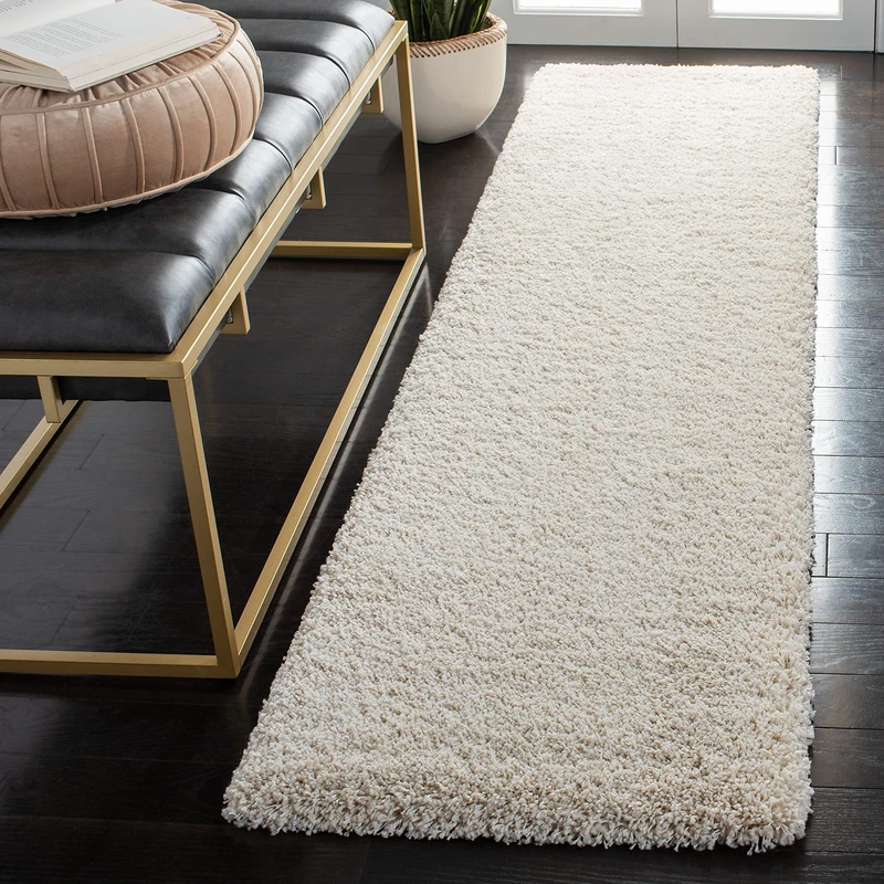 Safavieh Shaggy Indoor Woven Runner Area Rug, Milan Shag Collection, SG180, in Ivory, 61 X 244 cm for Living Room, Bedroom or Any Indoor Space