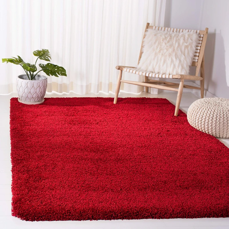 Safavieh Shaggy Indoor Woven Rectangle Area Rug, Milan Shag Collection, SG180, in Red, 91 x 152 cm for Living Room, Bedroom or Any Indoor Space