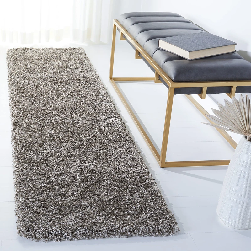 Safavieh Shaggy Indoor Woven Runner Area Rug, Milan Shag Collection, SG180, in Grey, 61 X 244 cm for Living Room, Bedroom or Any Indoor Space