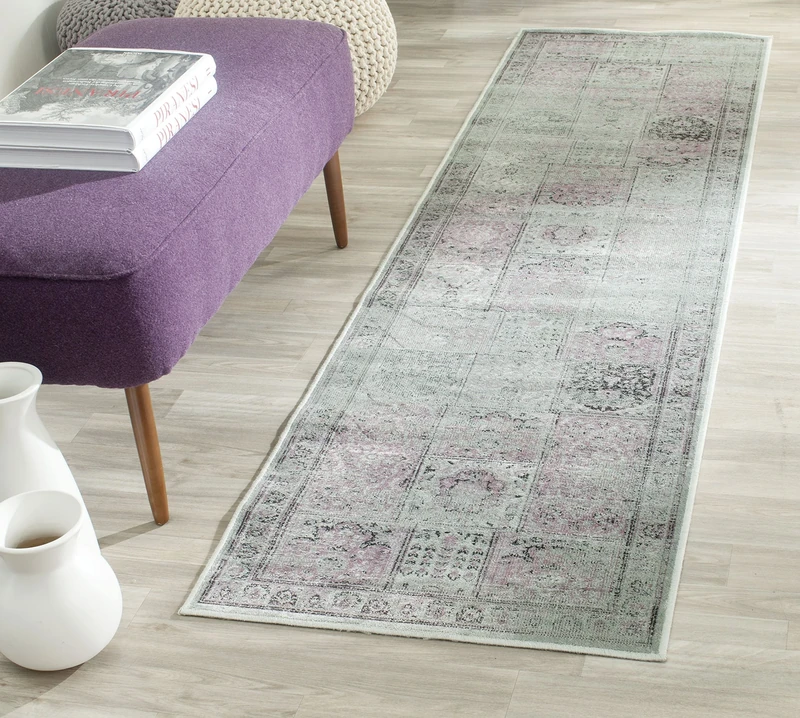 Safavieh Traditional Indoor Woven Runner Area Rug, Vintage Collection, VTG127, in Amethyst / Dark Grey, 66 X 244 cm for Living Room, Bedroom or Any Indoor Space
