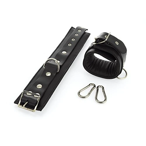 Erotic Fashion RA7624 Cuffs Black Leather Adjustable, 1er Pack (1 Pack)