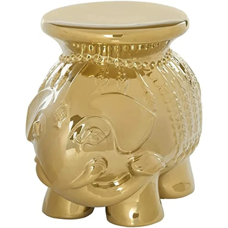 SAFAVIEH Modern Ceramic Garden Stool, in Gold, 35 X 50 X 45