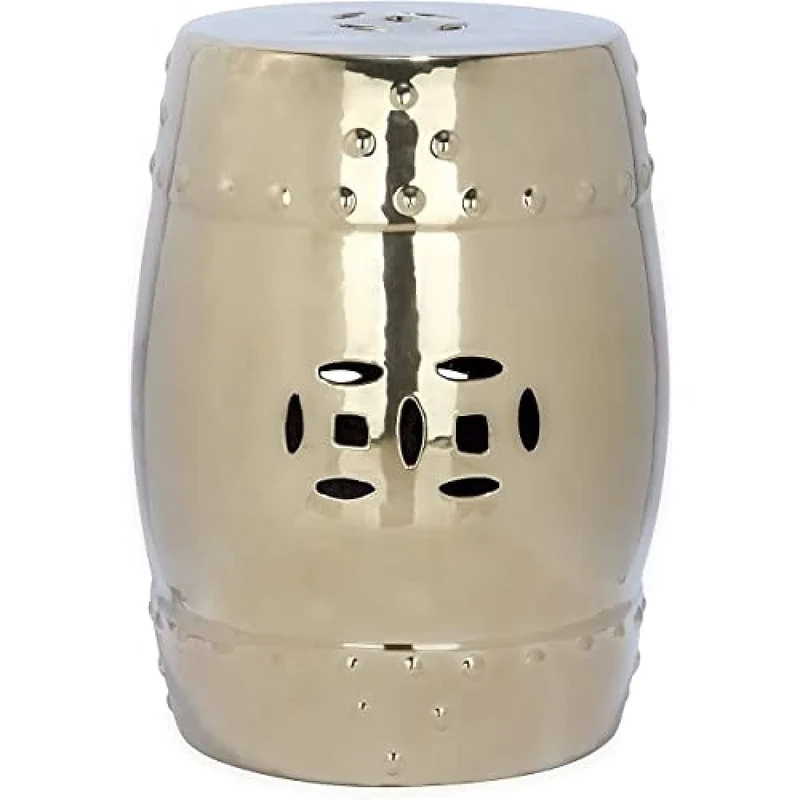 SAFAVIEH Modern Ceramic Garden Stool, in Gold, 35 X 35 X 45