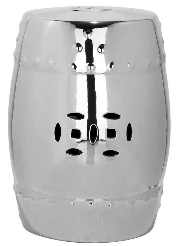 SAFAVIEH Modern Ceramic Garden Stool, in Silver, 35 X 35 X 45