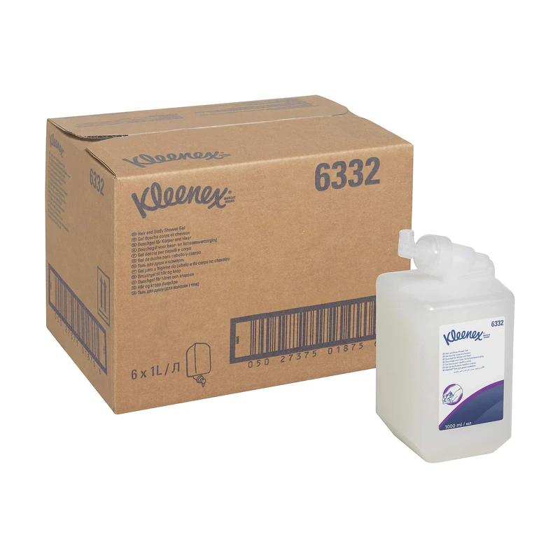 Kleenex, 6332, Hair and Body Shower Gel, 1 Ltr, white, 6 x 1 Ltr cassettes