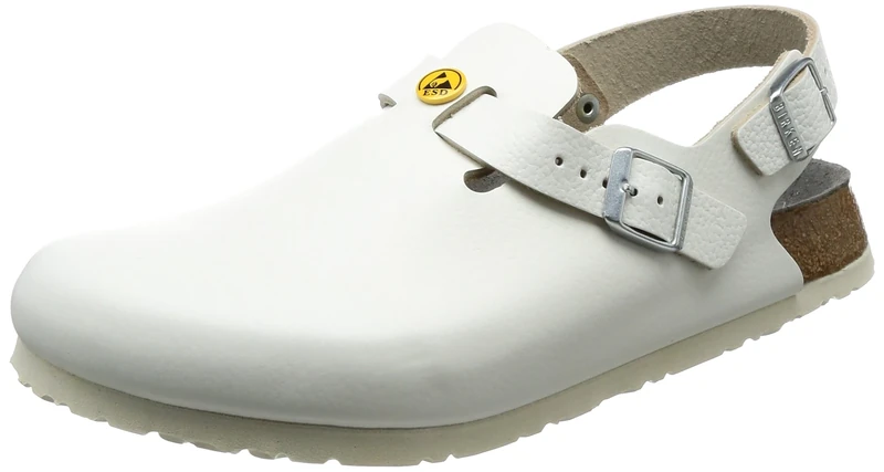 BIRKENSTOCK Tokio Women's Shoe Tokyo Antistatic Natural Leather White Size 40 - Narrow Footbed, White, 9 UK