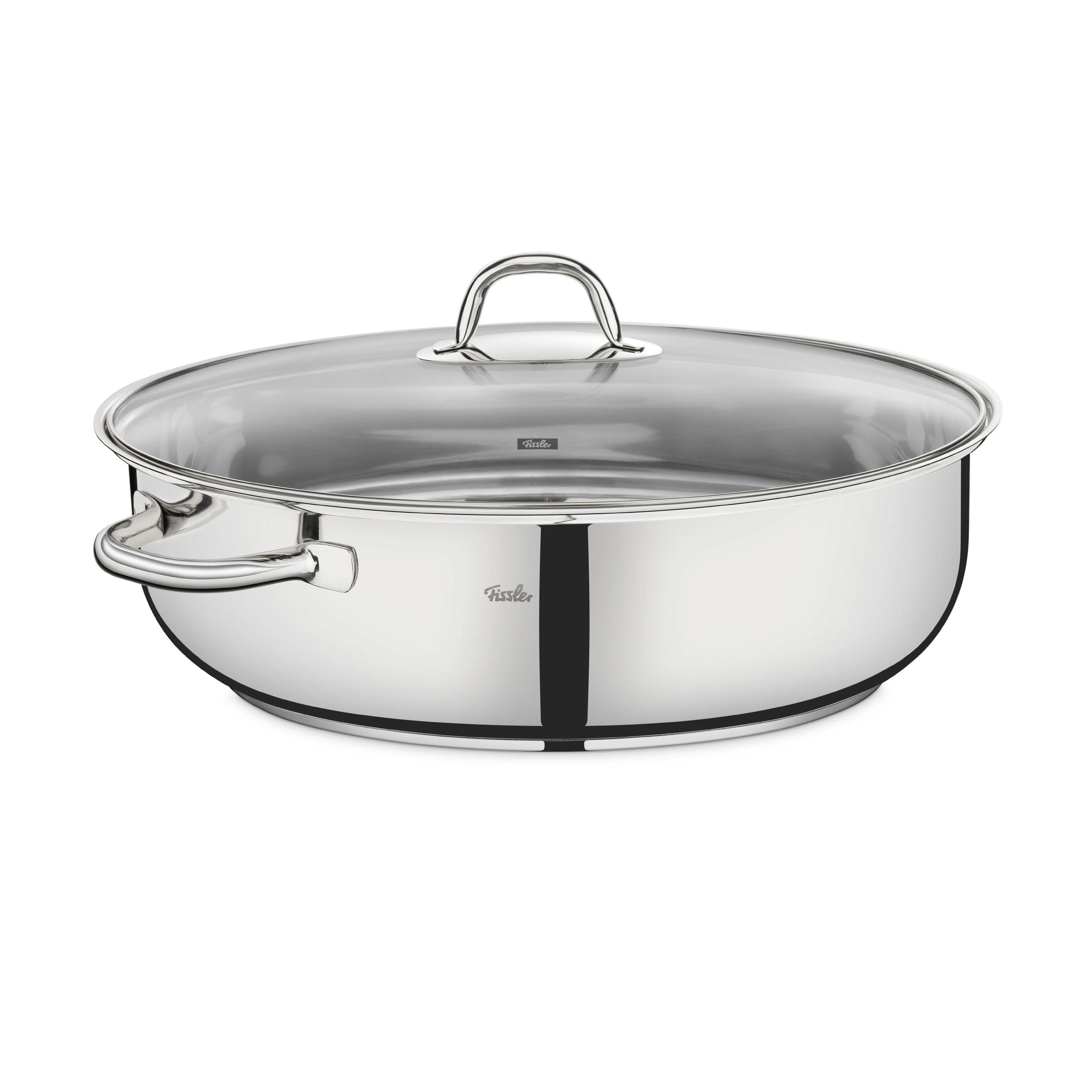 Fissler / Stainless Steel Roaster (8.8 L - 26 cm) Oval-Casserole, With Glass Lid, Ovenproof, Dishwasher-Safe - Induction, Gas, Ceramic, Electric