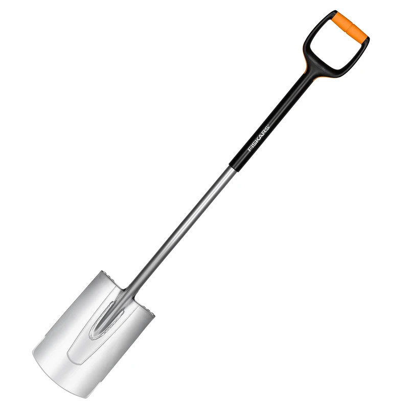 Fiskars Xact Edging & Planting Spade Large, Length: 120 cm, Steel blade/fibreglass reinforced plastic handle, Black/Orange, Size: L, 1003681