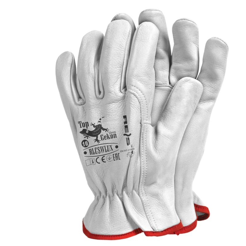 Reis Rlcswluxw Topgekon Protective Gloves, White, 10 Size, Pack of 12