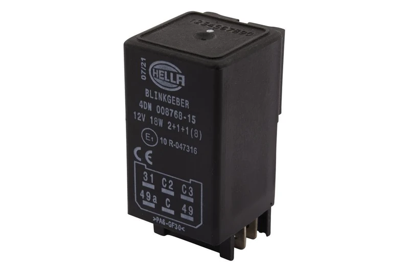 HELLA 4DN 008 768-151 Flasher Unit - 12V - 6-pin connector - Electronic - with holder/with accessories