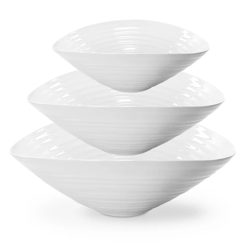 Portmeirion Home & Gifts Salad Bowl Set, Porcelain, White, 0.02 x 0.02 x 0.02 cm