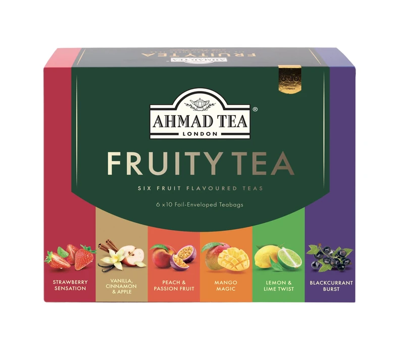 Ahmad Tea Gifts | Fruit Tea Selection Pack | Black Fruit teas | Perfect tea gift | 60 Teabag Sachets | 6 Flavours
