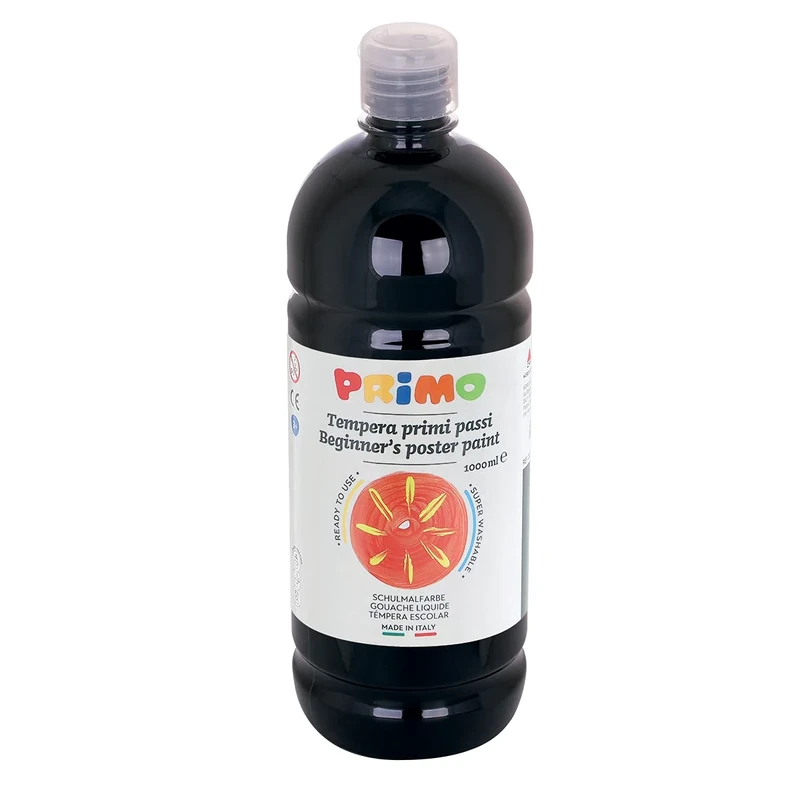 PRIMO Black Tempera Paint - 1000 ml Bottle for Kids