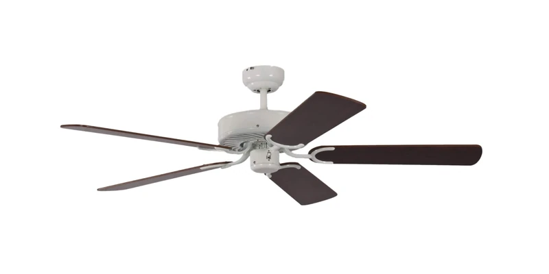 Pepeo Potkuri 52 inch / 132 cm Ceiling Fan without Lights in White with Pull Cord and Blades in Mahogany/Mahogany and Cane