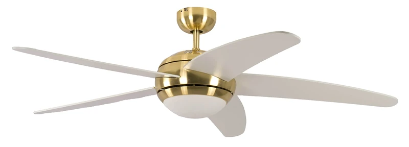 Ceiling Fan Melton Brass 52 inch with Light and Remote Control Blades White