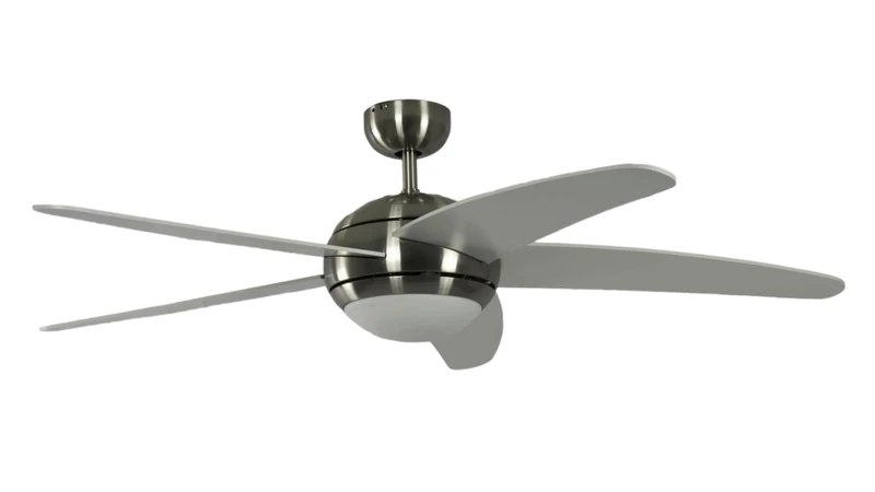 Ceiling Fan Melton Nickel 52 inch with Light and Remote Control Blades White