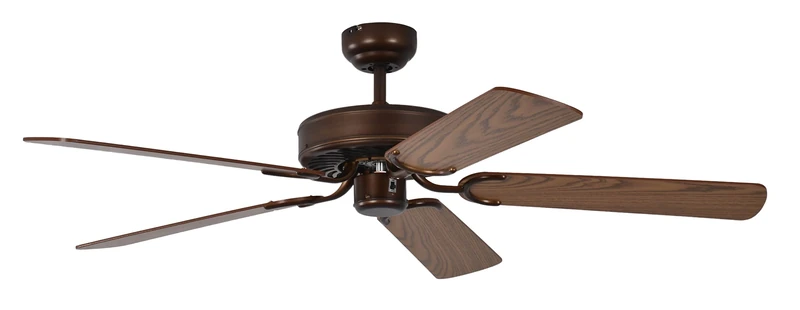 Potkuri 52 inch / 132 cm Ceiling Fan without Lights in Aged Bronze with Pull Cord and Blades Oak