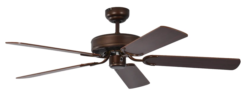 Potkuri 52 inch / 132 cm Ceiling Fan without Lights in Aged Bronze with Pull Cord and Blades Mahogany
