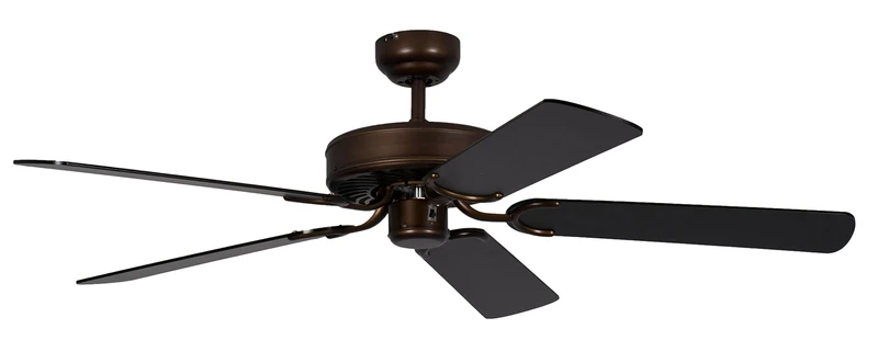 Potkuri 52 inch / 132 cm Ceiling Fan without Lights in Aged Bronze with Pull Cord and Blades Black