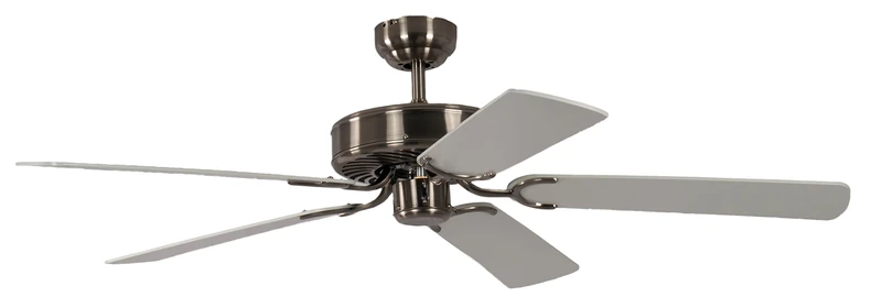 Potkuri 52 inch / 132 cm Aged Silver Ceiling Fan without Lights with Pull Cord and Blade Colour White