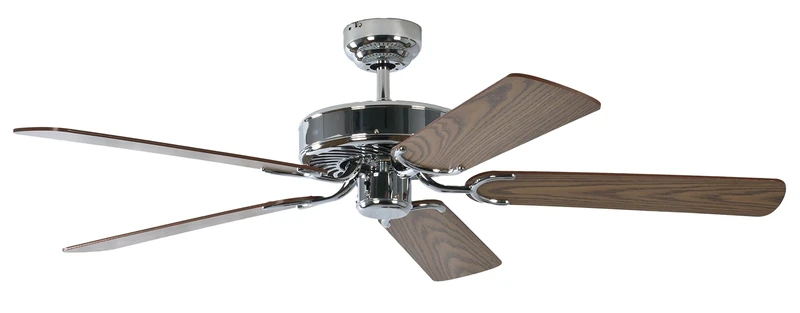 Potkuri 52 inch / 132 cm Ceiling Fan without Lights Steel Finish with Pull Cord and Blades in Oak / Oak Cane