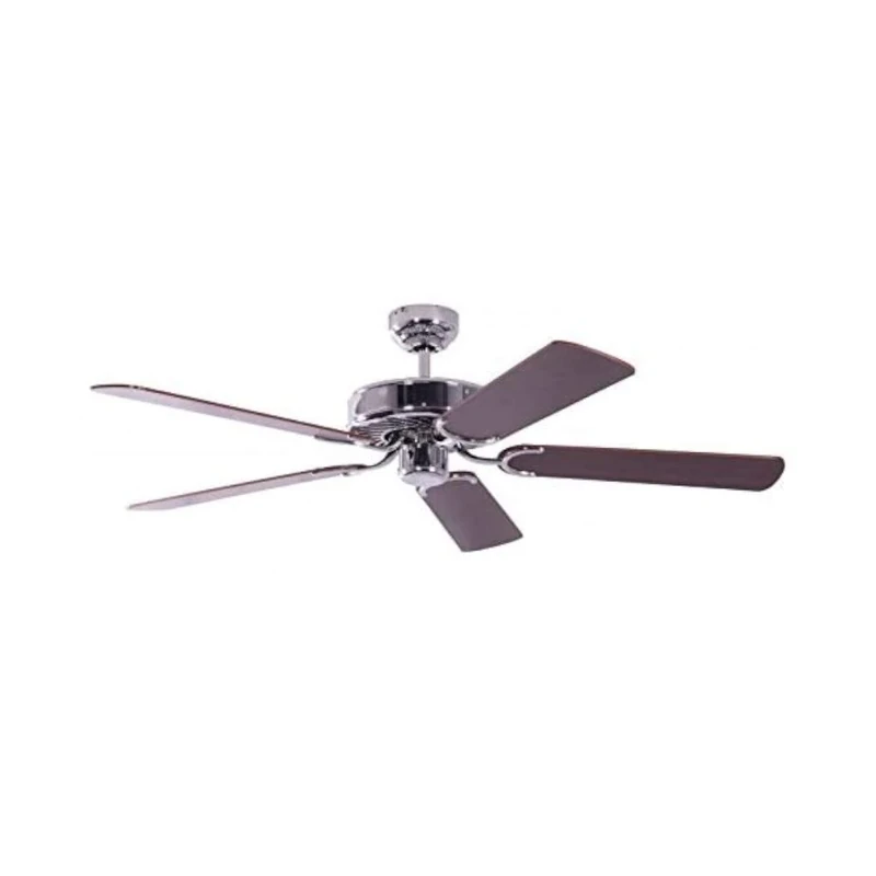 Potkuri 52 inch / 132 cm Ceiling Fan without Lights Steel Finish with Pull Cord and Blades in Mahogany / Mahogany Cane