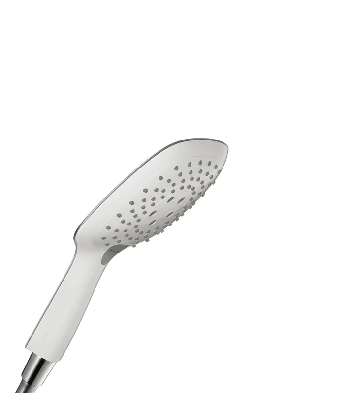 hansgrohe Raindance Select E - shower head, hand shower square (150 mm) with 3 sprays, with anti-limescale function, white/chrome, 26550400