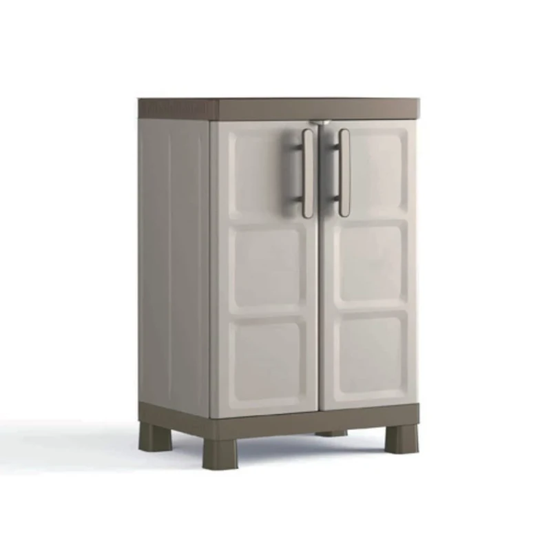 Keter Excellence Low Indoor Garage Utility Multi purpose Cabinet - Sand/Dove Grey