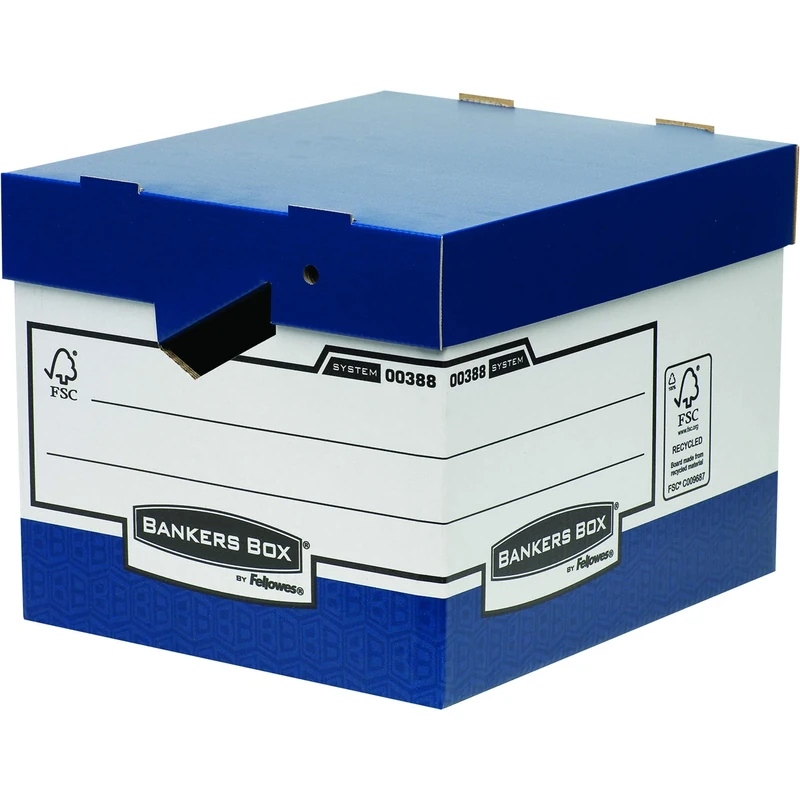 Bankers Box System Heavy Duty Box with Ergonomic Handle - Blue (Pack of 10)