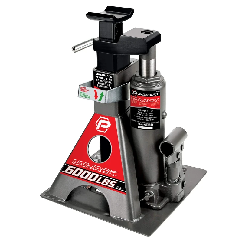 Powerbuilt 620471 3 Ton All-in-One Hydraulic Bottle Jack and Jackstand in One Unit,Compact,Wide Base, Eliminates Jackstands, for Unibody, Trucks, SUVs, RVs,Cars,Trailers,ASME,Black,11-21 Inch
