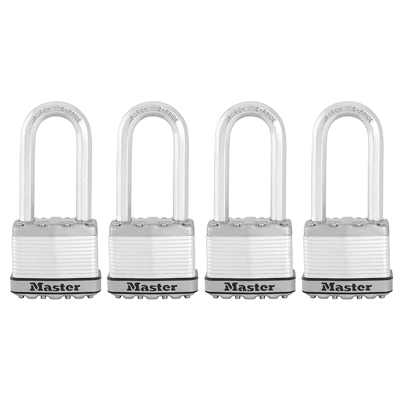 Master Lock M5XQLJCCSEN 2 Wide Magnum Laminated Steel Padlock, 3/8-Inch Diameter, Shackle Clearance, 4-Pack, 1-Inch Shackle