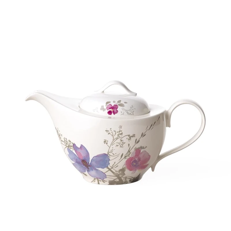 Villeroy & Boch – Mariefleur Gris Basic Teapot, stylish pot with filigree flower decoration of premium porcelain, dishwasher safe, 1.2 l