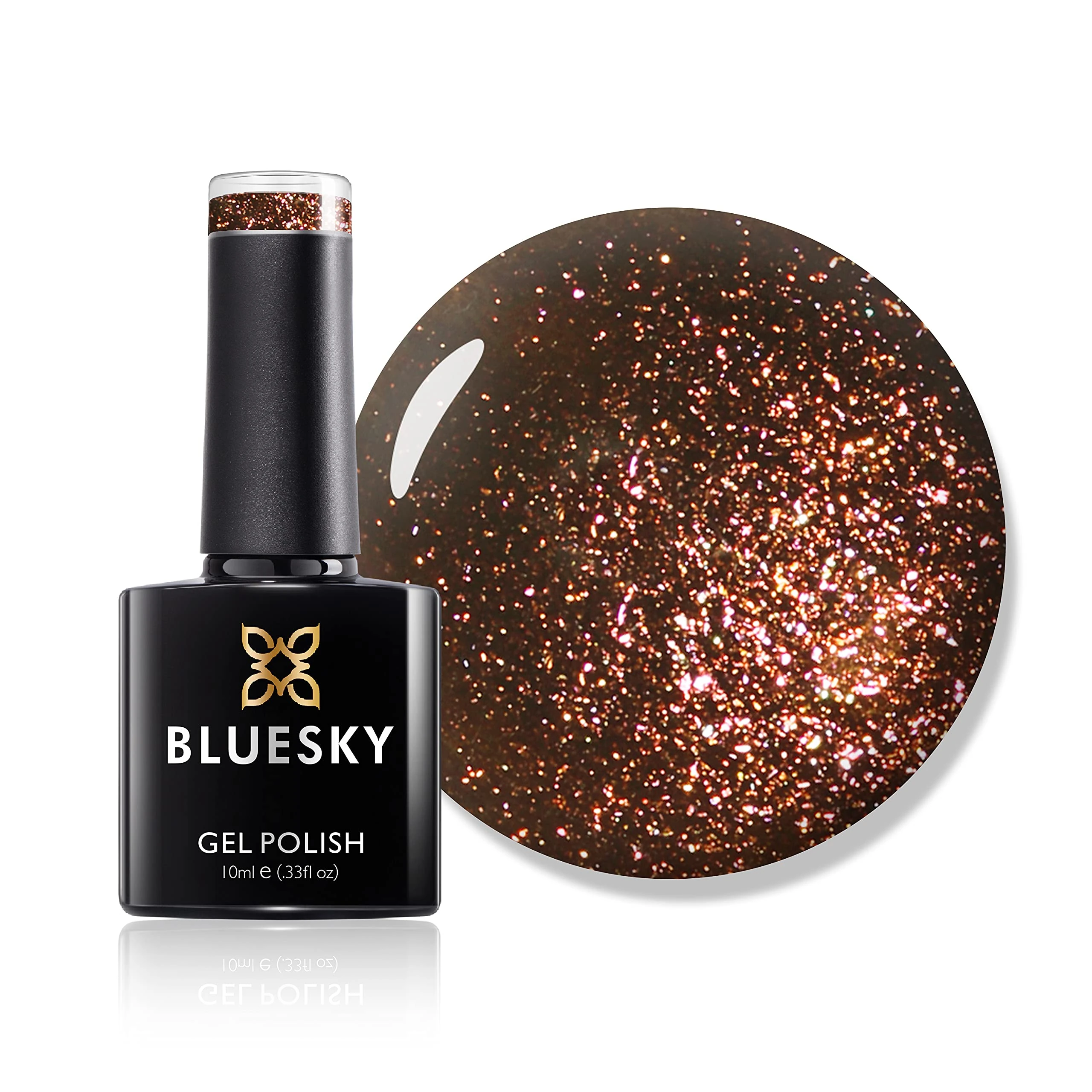 Bluesky Gel Nail Polish, Frosty Chocolate Jq11, Brown, Chocolate, Dark, Glitter, Long Lasting, Chip Resistant, 10 ml (Requires Drying Under UV LED Lamp)