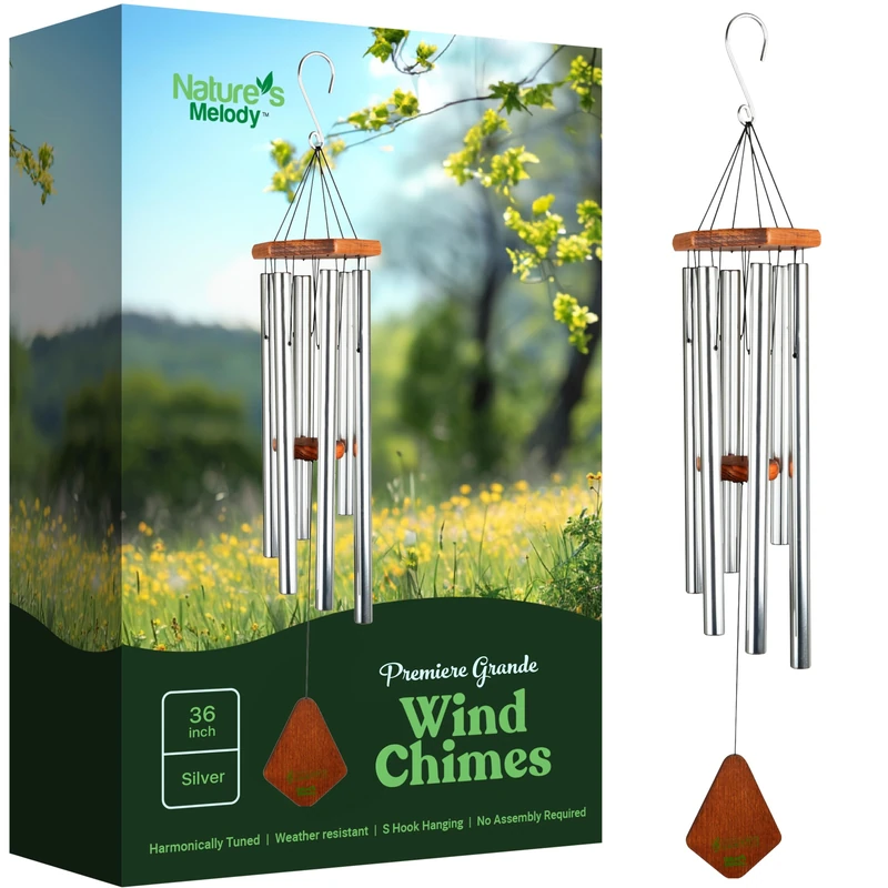Nature's Melody 36" Silver Premiere Grande Series Tuned Chime - Image 1