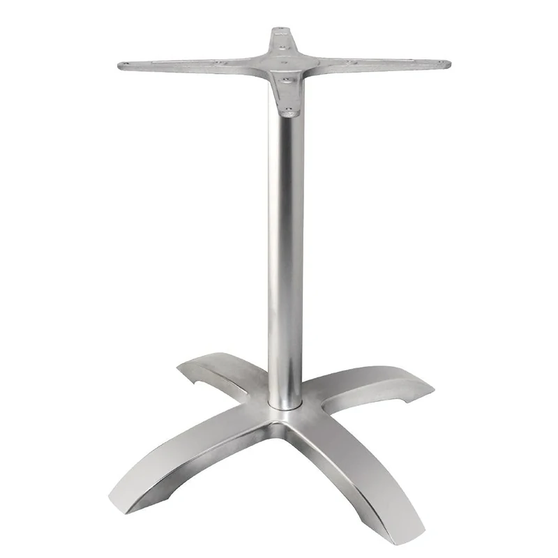 Bolero Brushed Aluminium Four Leg Table Base 680X660X660mm for Indoor Outdoor