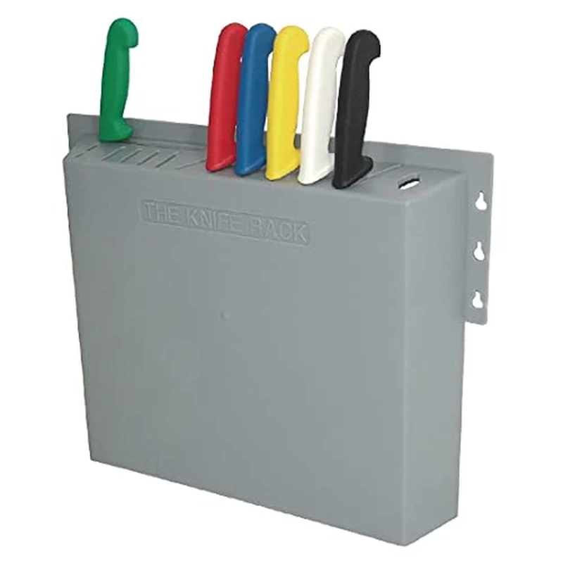 Hygiplas Modern Grey Plastic 14-Slot Knife Wall Rack, Washable, 14 knives capacity