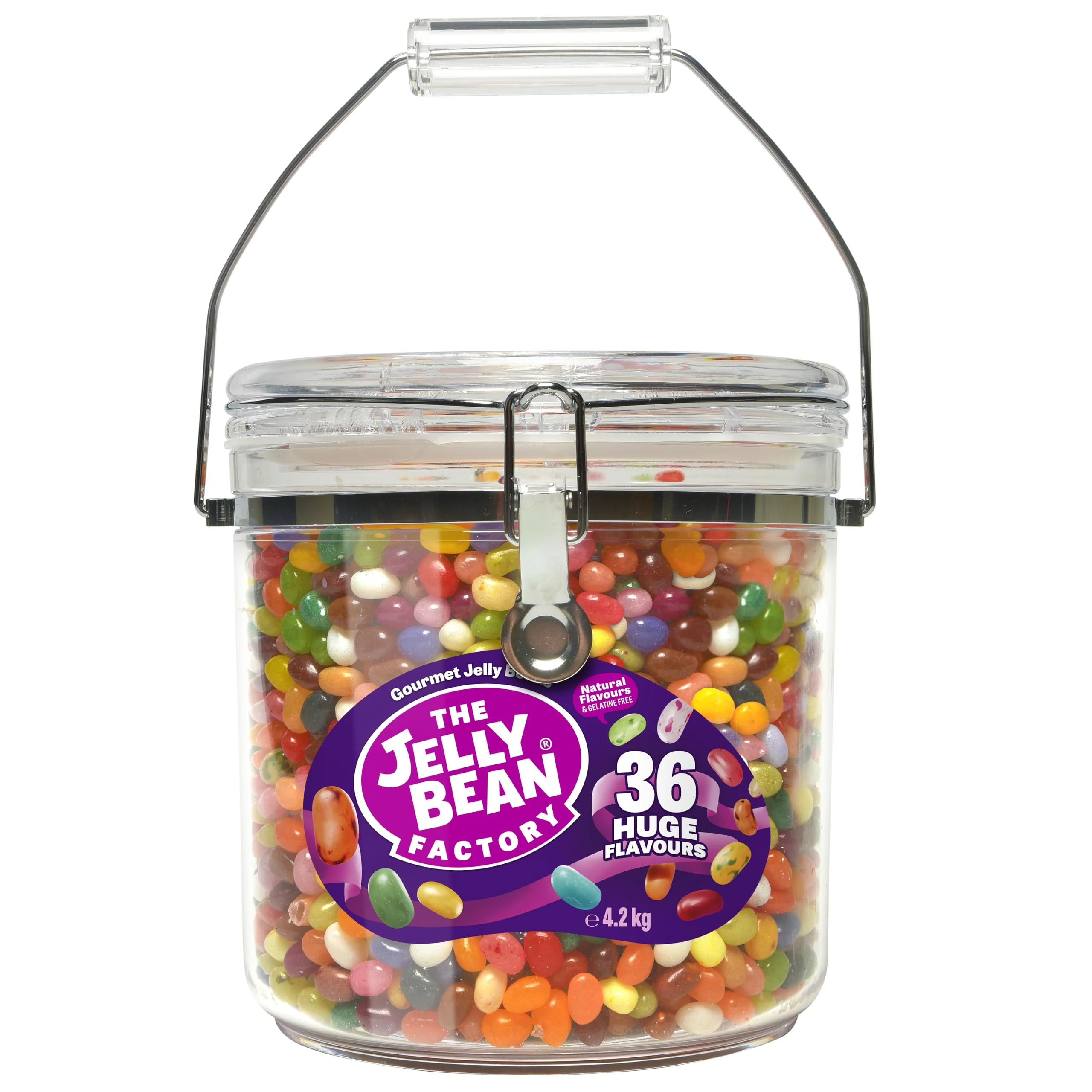 The Jelly Bean Factory, Jelly Beans Gift 4.2 Kg Jar, Bulk Gluten Free Sweets - 36 Natural, Huge Fruit Flavours, Chewy, Retro American Sweets, Kids & Adults, Christmas - Gourmet Pick and Mix Jellybeans