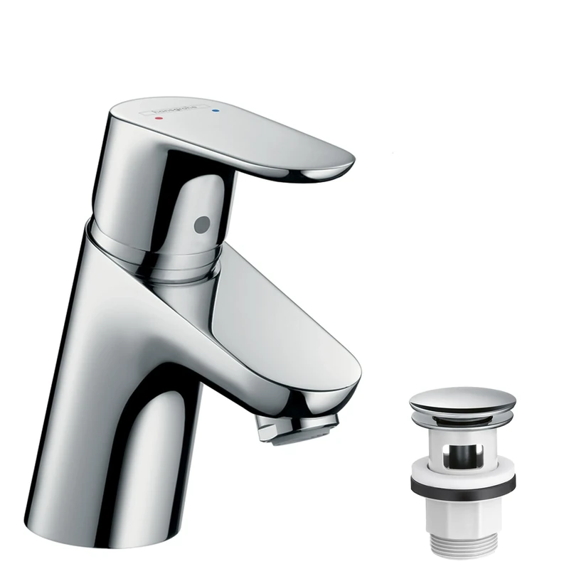 hansgrohe Focus basin mixer tap 70 with push open waste, chrome 31604000