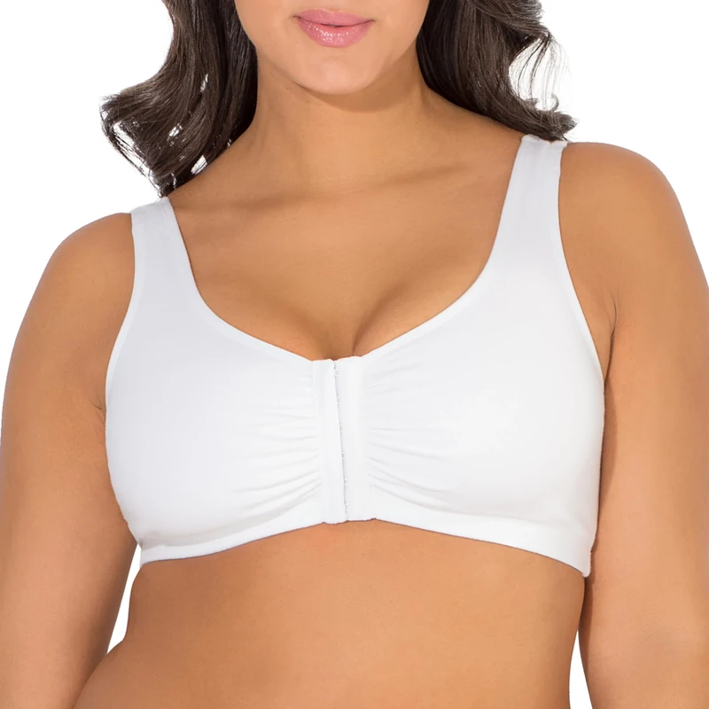 Fruit of the Loom Women's Front Close Builtup Sports Bra, White