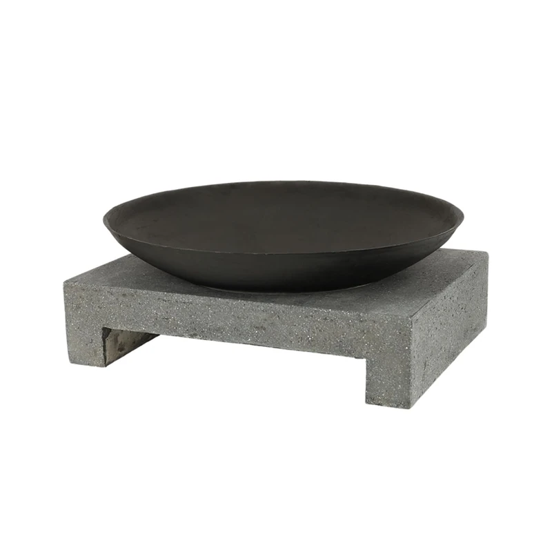 Esschert Design Granito Fire Bowl with Rectangular Base, Black, 59 x 59 x 23 cm, FF135
