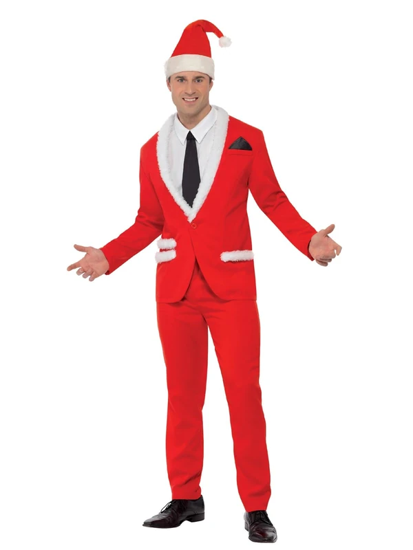 Smiffys Santa Cool Costume, Red, L - Size 42inches-44inches