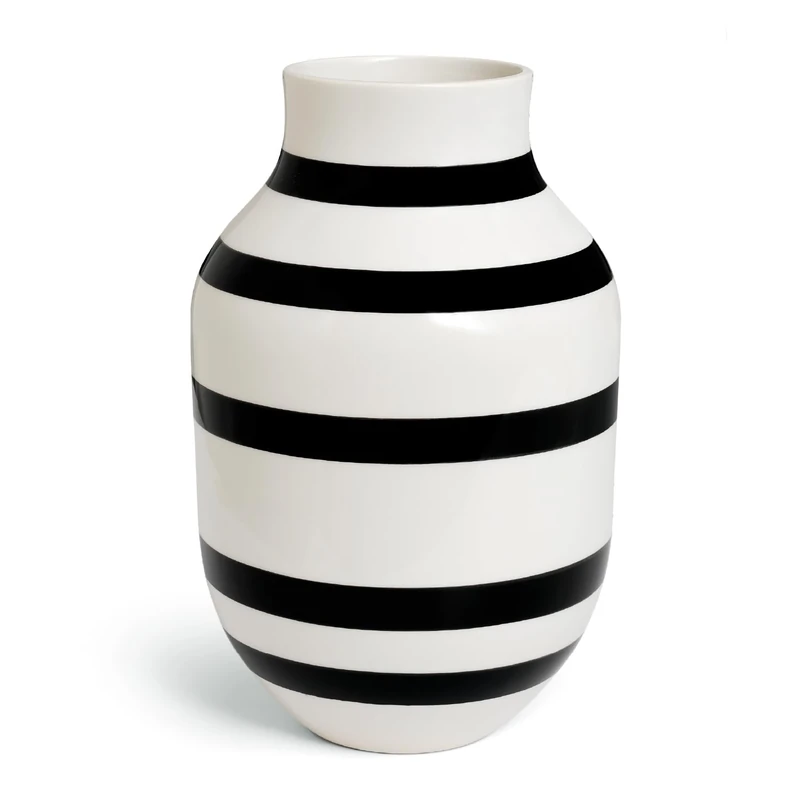 Kähler Vase H31 cm Omaggio Original Design with Hand-Painted Stripes, Black