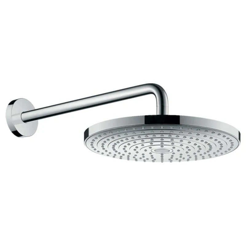 hansgrohe Raindance Select S - head shower with shower arm, shower head round (⌀ 300 mm), rainfall shower head 2 sprays for wall mounting, anti-limescale, chrome, 27378000